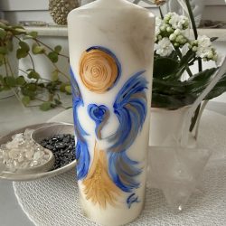 Herzengel Energie Kerze "göttliche Wahrheit" Unikat handbemalt