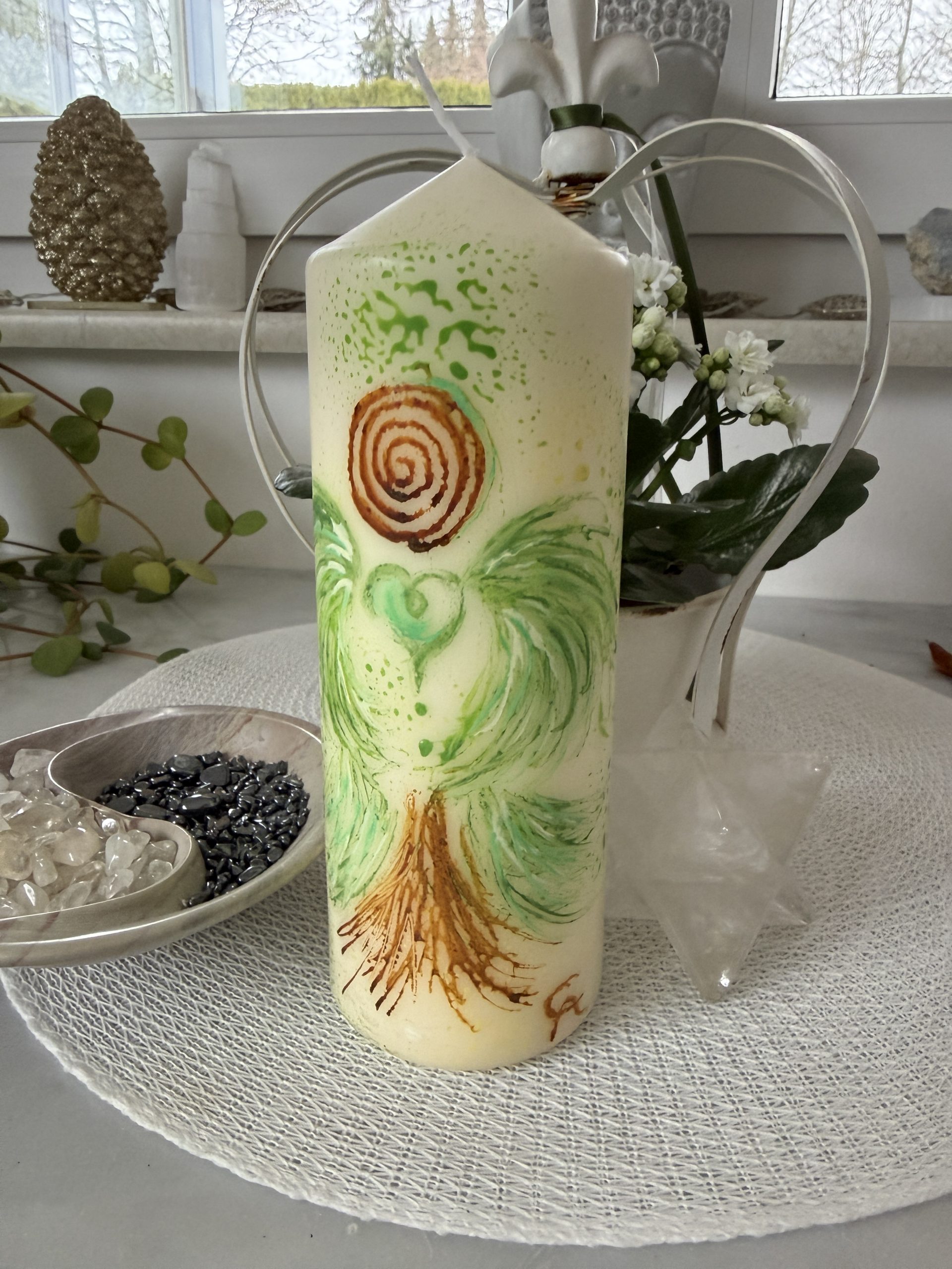 Herzengel Energie Kerze "Heilung" Unikat handbemalt