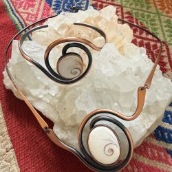 Kupfer Collier mit Armreif weiß