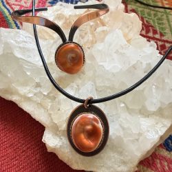 Kupfer Collier mit Armreif orange